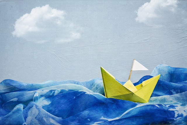 Paper Boat on the Ocean